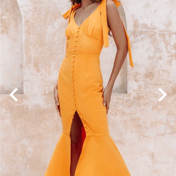 Stunning kamila tie strap micro button midi dress in orange. Size 8 RRP£118.00 - Picture 3 of 5